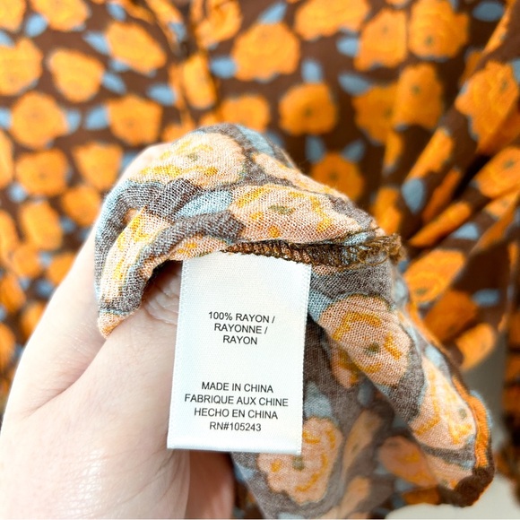 Studio B By Bobeau Orange Floral Print Boxy 3/4 Sleeve Blouse Small S - Picture 5 of 6